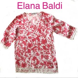 Elena Baldi Italy Linen  Tunic Blouse Top size M